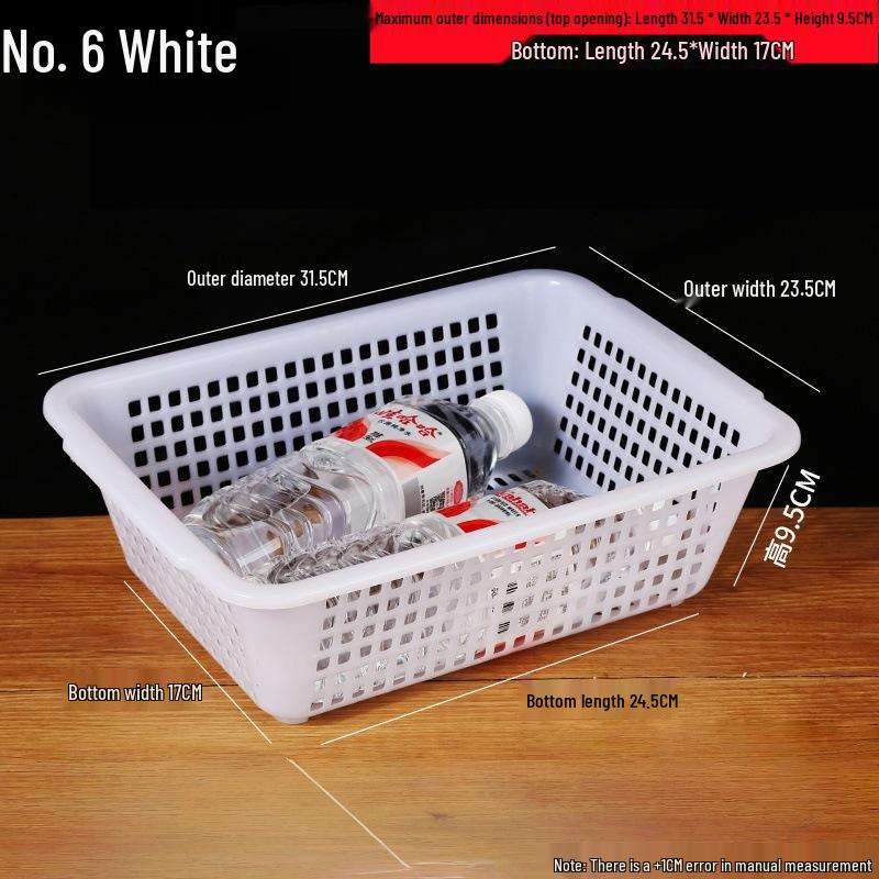 Large White Plastic Rectangular Kitchen Basket for Draining, Washing, and Storage
