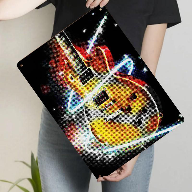 

Electric Guitar Neon Pop Art Metal Tin Sign Rock Music Theme Wall Decor for Home 20x30cm（7.8x11.8inch）