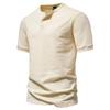 Pánské jednobarevné americké letní jednobarevné tričko Henley s polovičním rukávem - trendy sportovní oblečení pro volný čas
