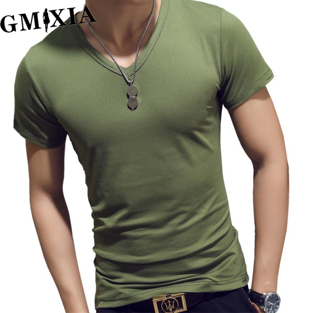 GMXIA Men's fashion casual solid color print Tops & T-shirts Shirt