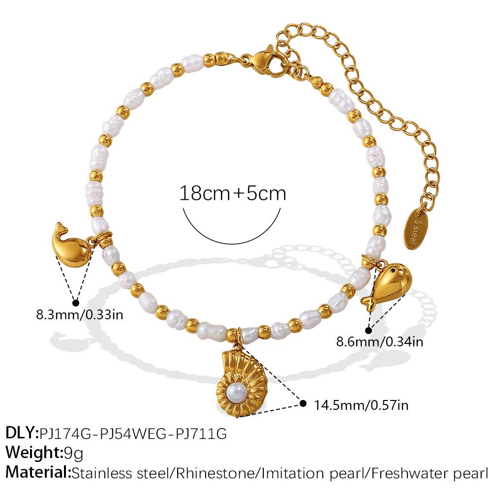 Light Luxury Starfish & Turtle Freshwater Pearl Bracelet In European & American Ocean Style