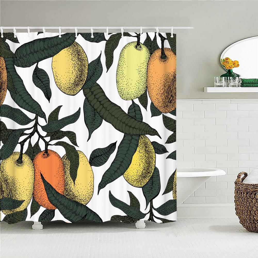 High Quality Leaves Fabric Shower Curtain Waterproof Plant Flower leaf Bath Curtains for Bathroom Decorate with Hooks