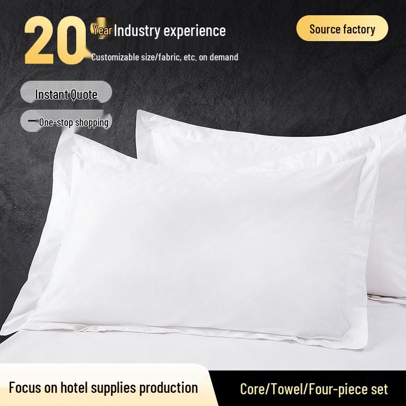 Five-Star Pure Cotton White Sateen Hotel Pillowcase