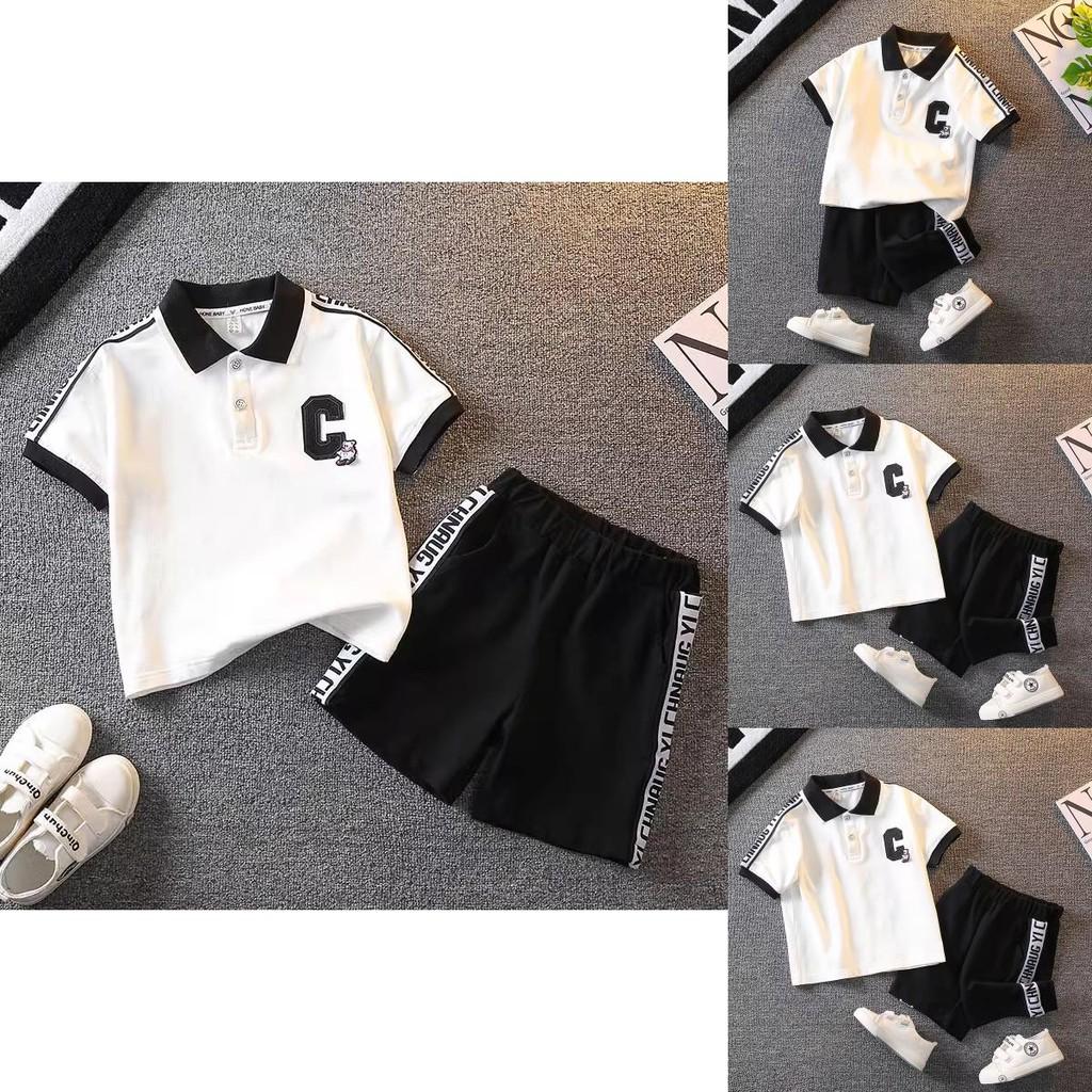 Stylish Summer Boys Short Sleeve Set Comfy Lightweight Cotton Polo Shirt 3 To 8 Years