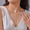 Stainless Steel Three-Color Rosary Virgin Oval Cross Y-Shaped Gold Necklace