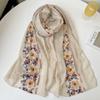 Printing Shawl Ethnic Style Scarf Cotton Linen Embroidery Flower Scarf Large Large Shawl  Women