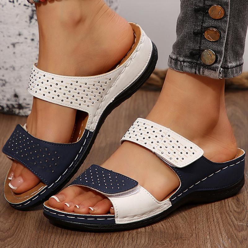 Women's Sandals Mix Color Low Heels Sandals Summer  New Shoes Woman Casual Indoor Outdoor Slippers Summer Footwear Women