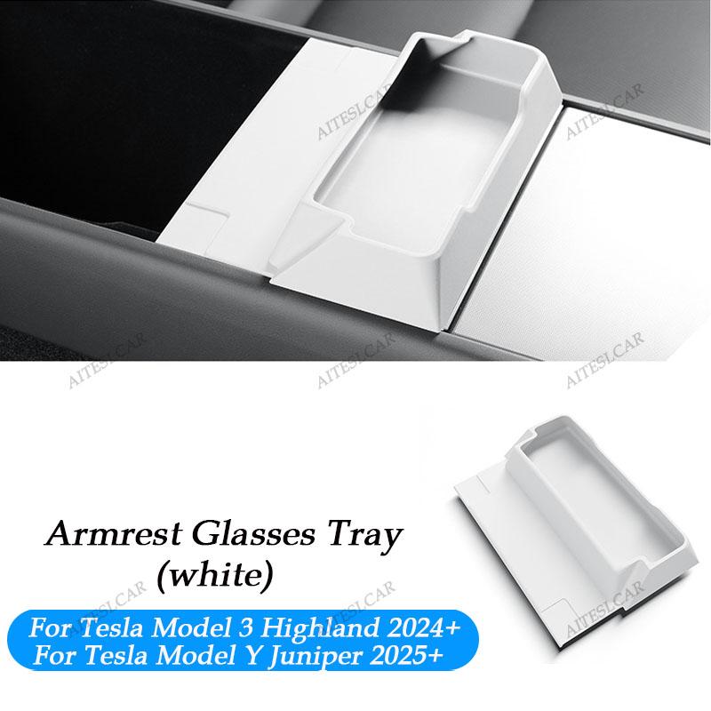 For Tesla Model 3 Y Juniper 2025 2026 Center Console Armrest Storage Box Glasses Holder Tray Case Organizer Interior Accessories