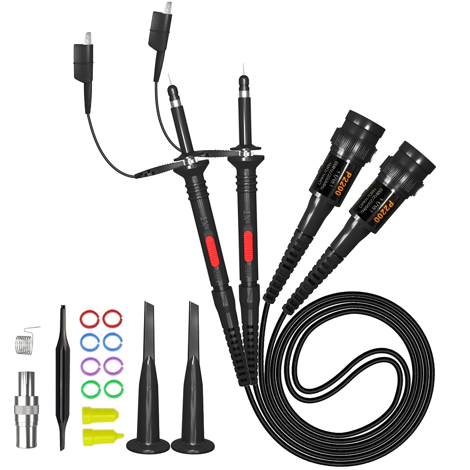 

Cleqee Oscilloscope Probe 200MHz Fully Isolated BNC End Probe Accessory Kit 1X 10X P2200
