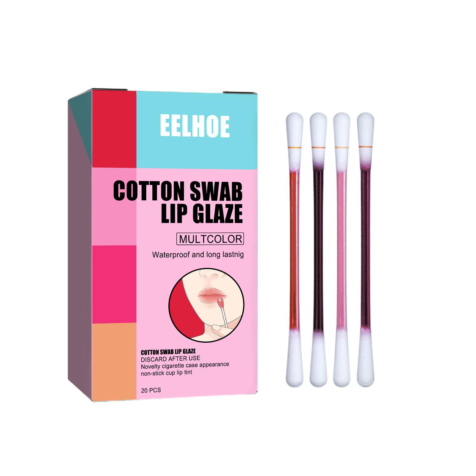 

EELHOE Ватный тампон для губ Глазурь для губ Увлажняющая помада с антипригарным покрытием Портативная одноразовая жидкая помада Безопасные продукты 20pcs