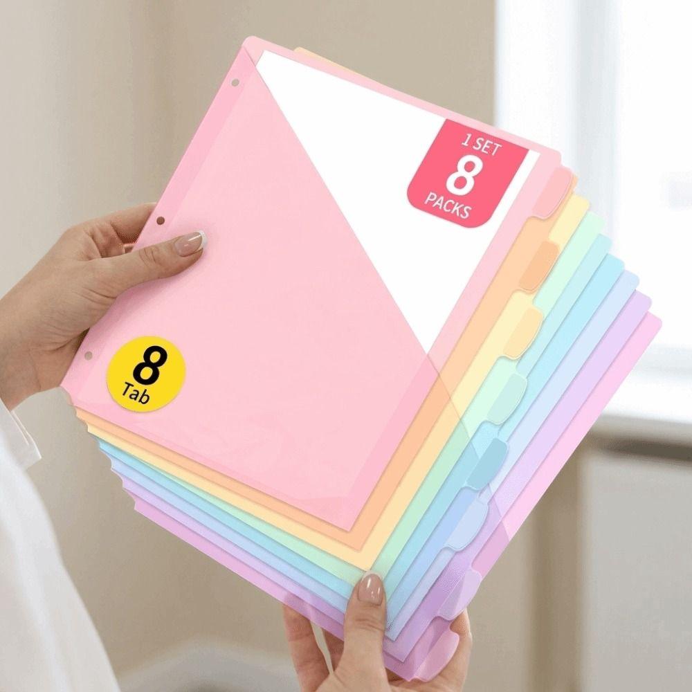 Pastel Colors Loose Leaf File Organizers Durable Tab Dividers Clear Binder Dividers for Office