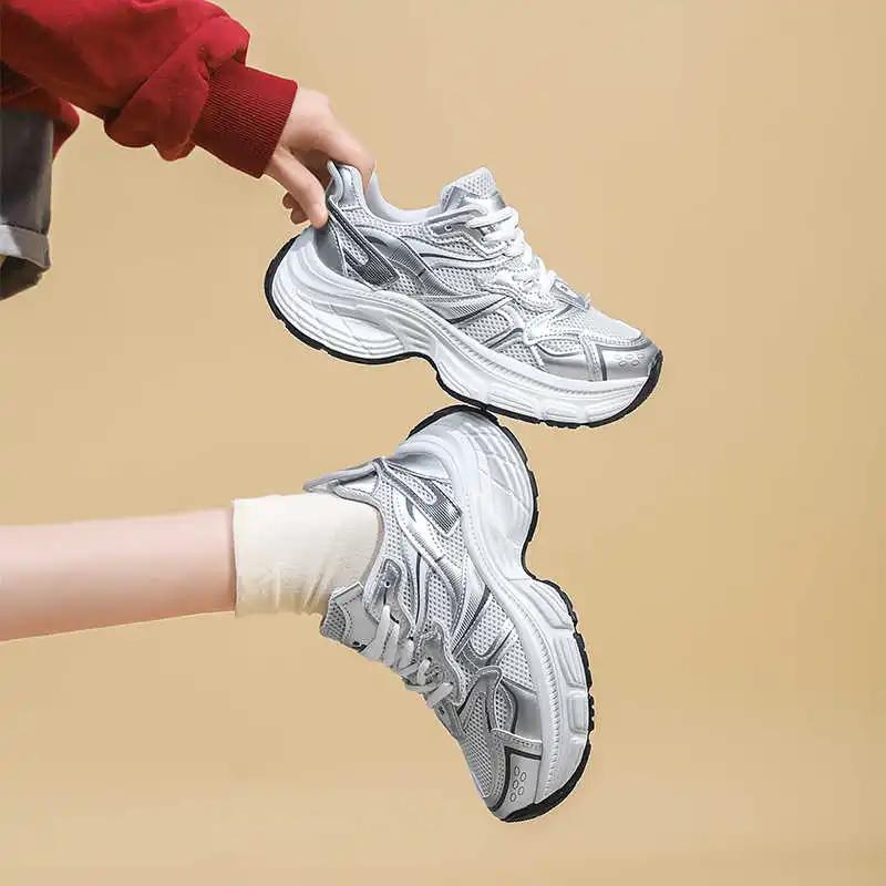 Parkside Normal Leather Red Sneakers Vulcanize Women's Silver Boot Shoes Ladies Shoes Sport Super Offers Sporty Pie Latest