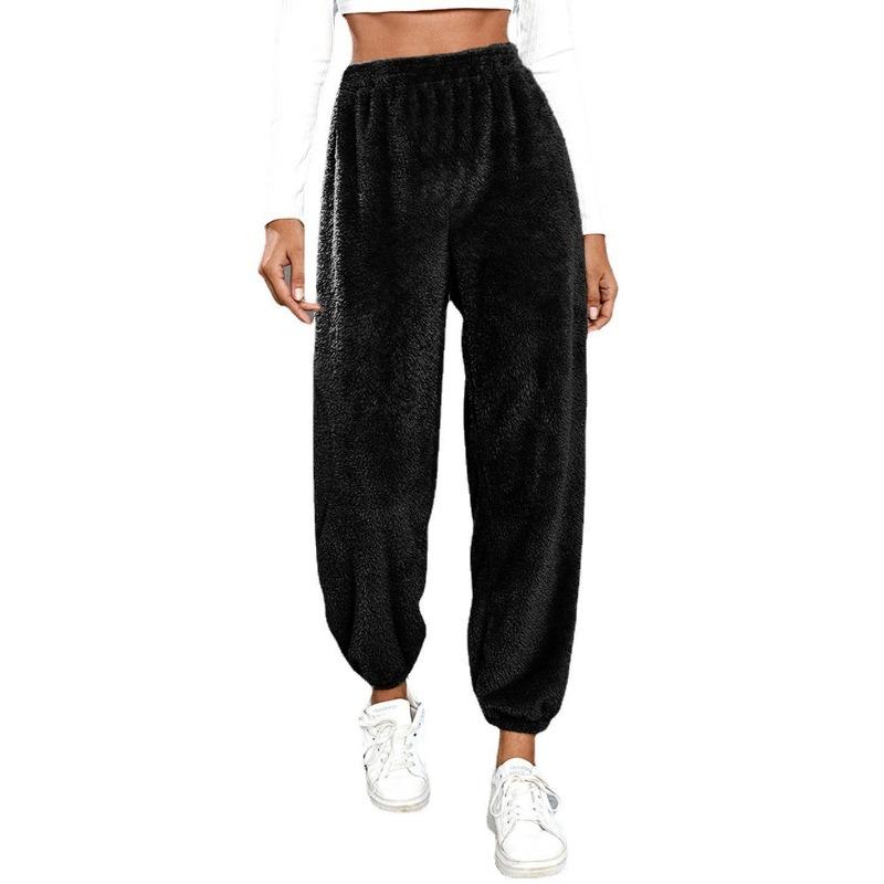 European and American Women's Casual Solid Color Women's Trousers Sports Mao Mao Pants Leg Pants