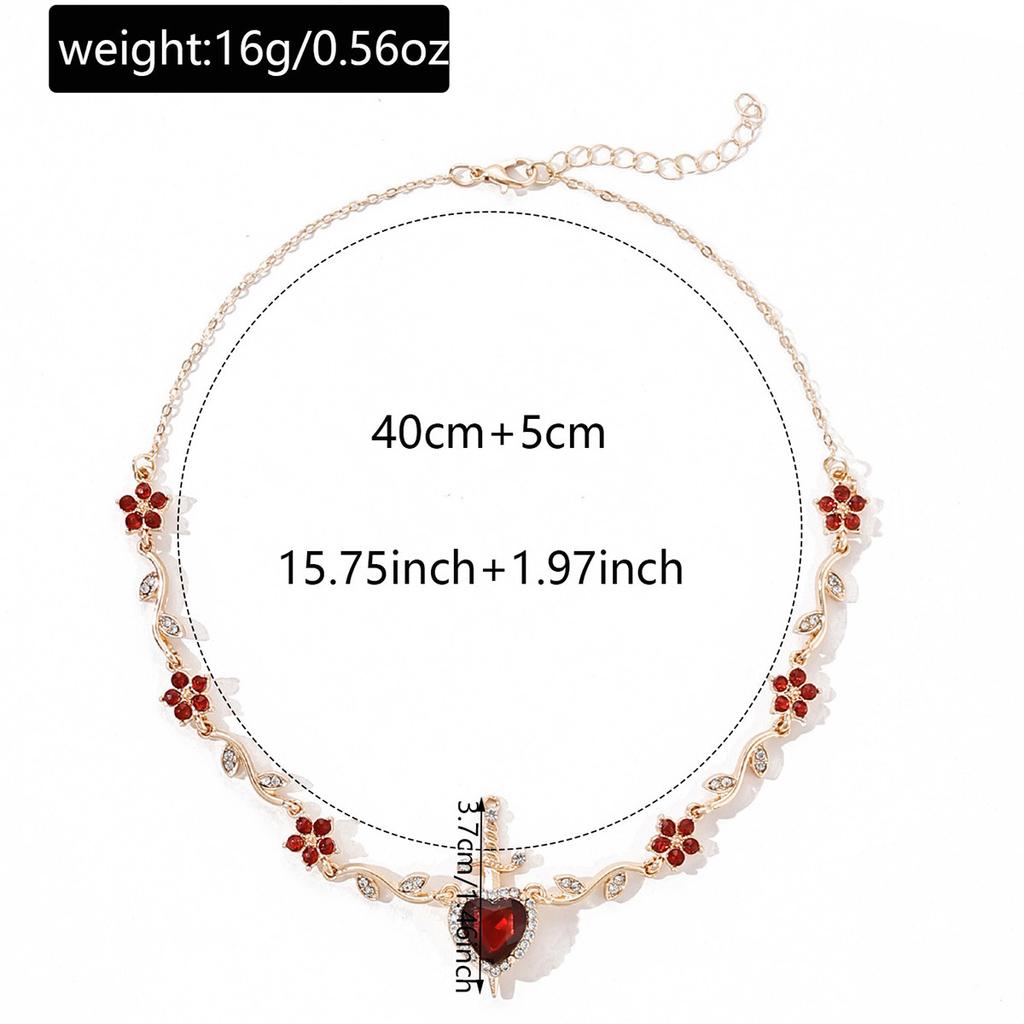 European and American one arrow pierces the heart, love dagger necklace combination temperament light luxury elegant flower collarbone chain woman