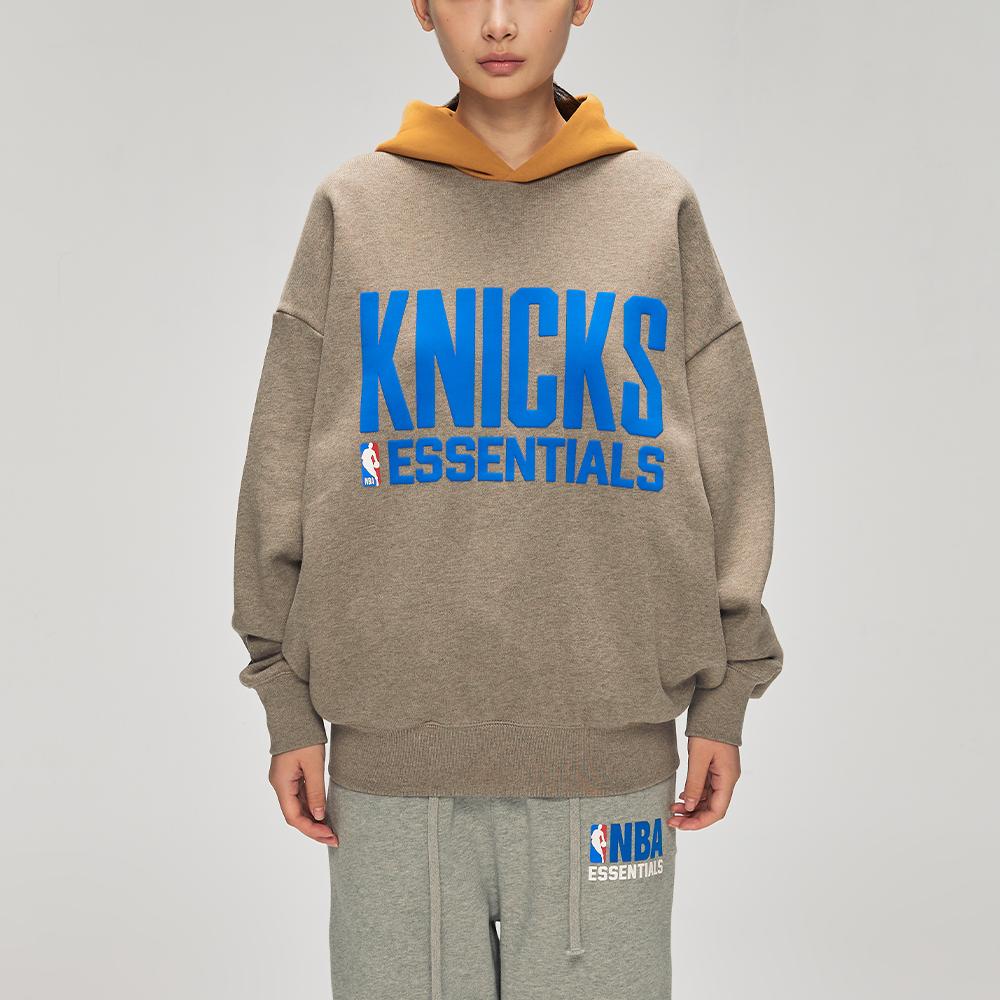 Fear of God Essentials X NBA Knicks Sports Fit Hoodie Homestead Heather/Orange Men Tops Grey 192NB256408F