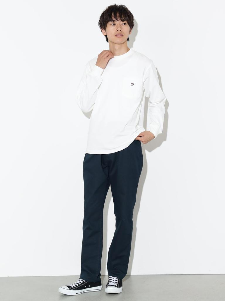 T-Shirt Coffee Embroidery Crew Neck Cut and Sewn WEISS XL [Beams Heart] L/S Herren