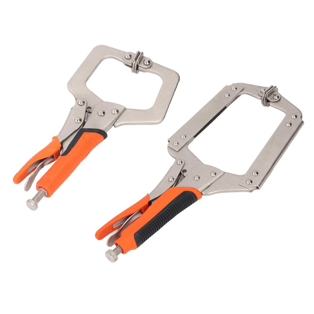 2Pcs Locking C Clamp Pliers Set Heavy Duty Woodworking Face Clamp with Rotating Pads for Welding Poc