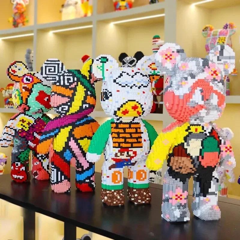 46cm Fluid Art Bear Building Blocks Kawaii Violent Bear Half Anatomy Bear Brick Figure Model Mini Bricks Toys for Birthday Gift