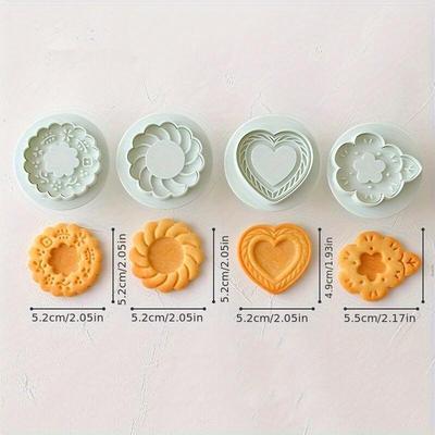 4-Piece Set Of Fruit Jam Sandwich Cookie Molds Day Love Flower Embossing Baking Tools Kitchen Supplies Back To School Essentials