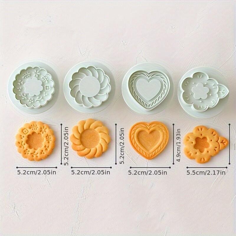 

4-Piece set Of Fruit Jam Sandwich Cookie Molds Day Love Flower Embossing Baking Tools Kitchen Supplies Back To School Essentials