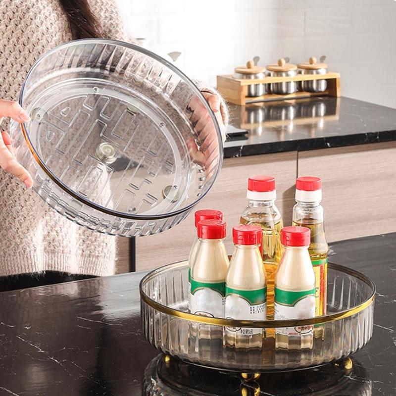 Space Saving Rotatable Shelf for Organizing Cosmetic Storage Box Fruit Spice Container Convenient Tables Shelves Rack
