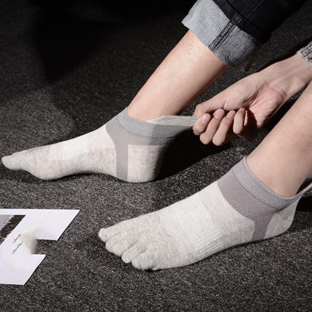 Patchwork Men's Five Toe Socks Invisible Running Hosiery Fashion Five Finger Sports Socks Man