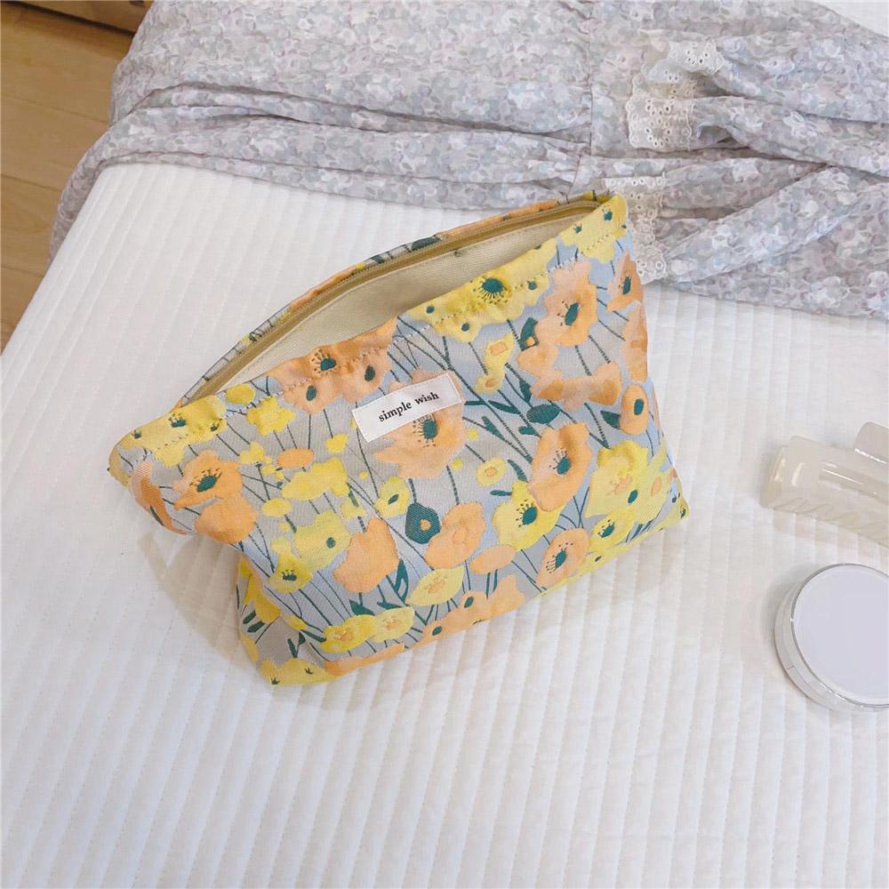 Simple Pattern Makeup Bag Travel Toiletry Organizer Pouch Canvas Cosmetic Bag