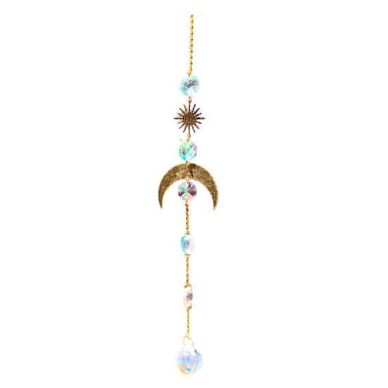 Pegador de Sol de Cristais Coloridos, Pegador de Sol Pendurado com Corrente, Ornamento de Sino de Vento com Bolas de Cristal para Janela Casa Jardim Dia de Natal Festa Casamento