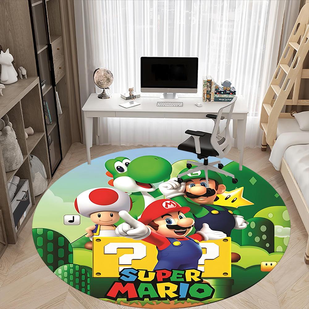 1PC Super Mario Office Round Rug, Non-slip, Soft and Durable Office Rug for Interior Decoration, Perfect for Office, Beautiful Decoration