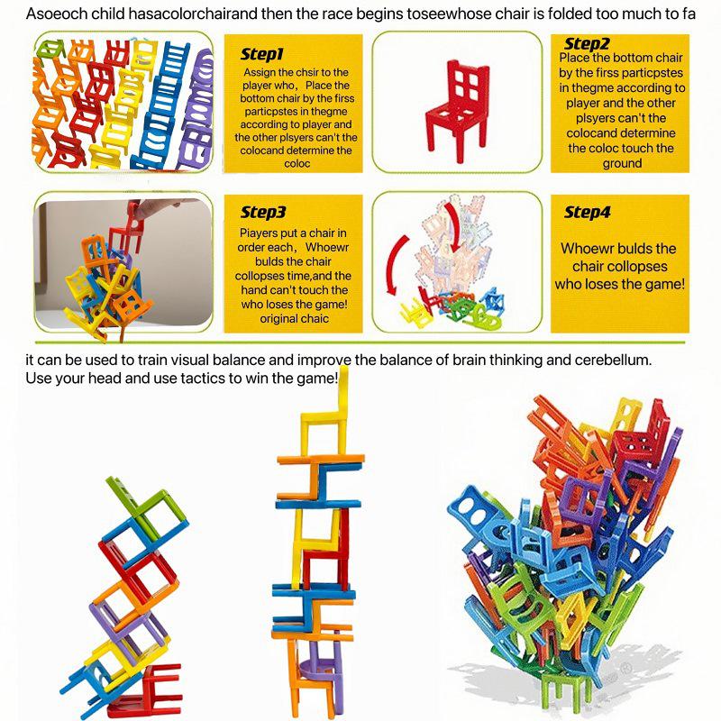 Plus Size Educational Stacking Chair Toy for Kids - Interactive Parent-Child Fun Stool
