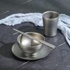 Retro Stainless Steel Bowl & Plate Set - Stylish Tableware for Home & Outdoor Use