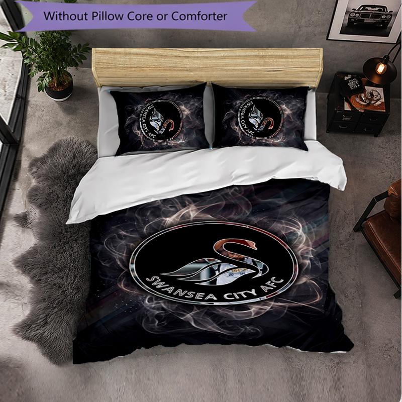 Biancheria da letto a tema Swansea City Set 3 Pezzi Copripiumino Biancheria da letto Decorativa Per Stanza Adolescenti Decorazione Casa
