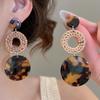 Coffee-Colored Wooden Bead Teardrop Tassel Earrings In Retro Ethnic Style