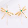 Dragonfly Ear Stud Animal-Inspired Jewelry with Red Green Faux Gem Accents Vintage Style Earrings Unique Gift for Women