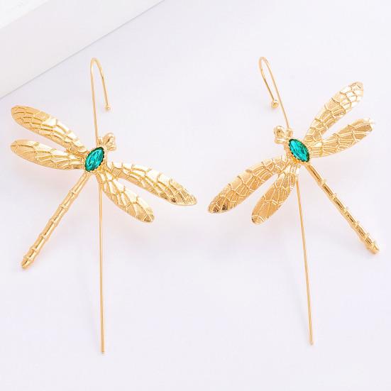 Dragonfly Ear Stud Animal-Inspired Jewelry with Red Green Faux Gem Accents Vintage Style Earrings Unique Gift for Women