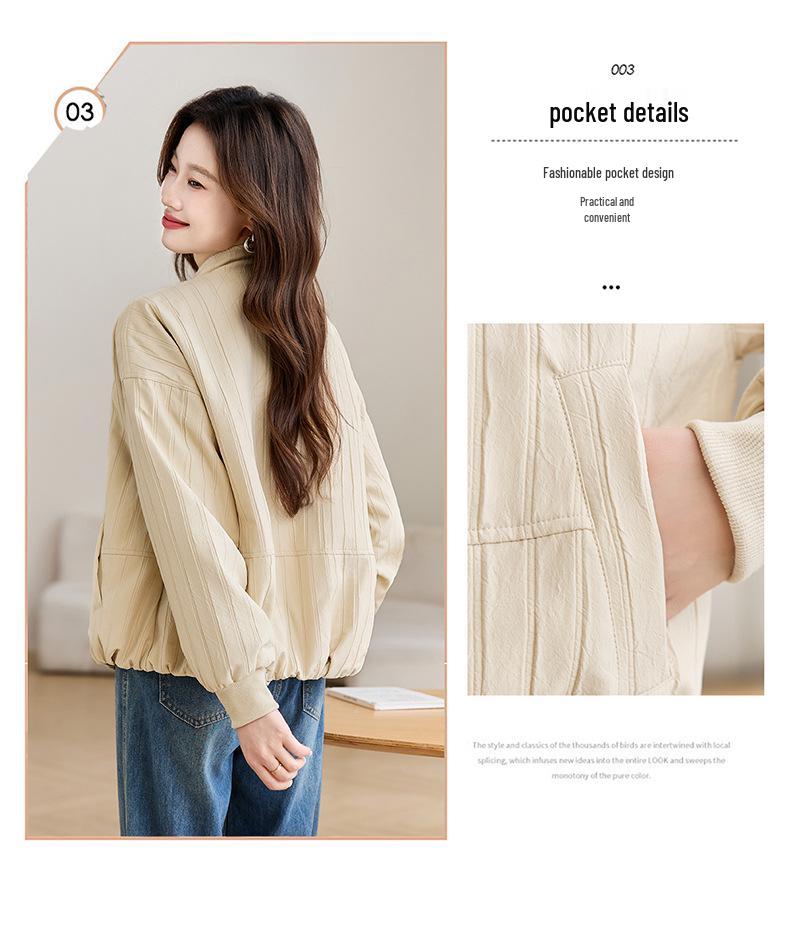 Women's Petite Stand-Up Collar Jacket - Loose, Plus Size, Thin Top for Spring/Autumn 2025