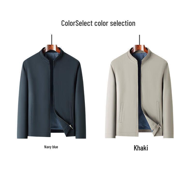 2025 Men's Cotton Stand Collar Lapel Jacket - Spring/Autumn Casual Dad Style