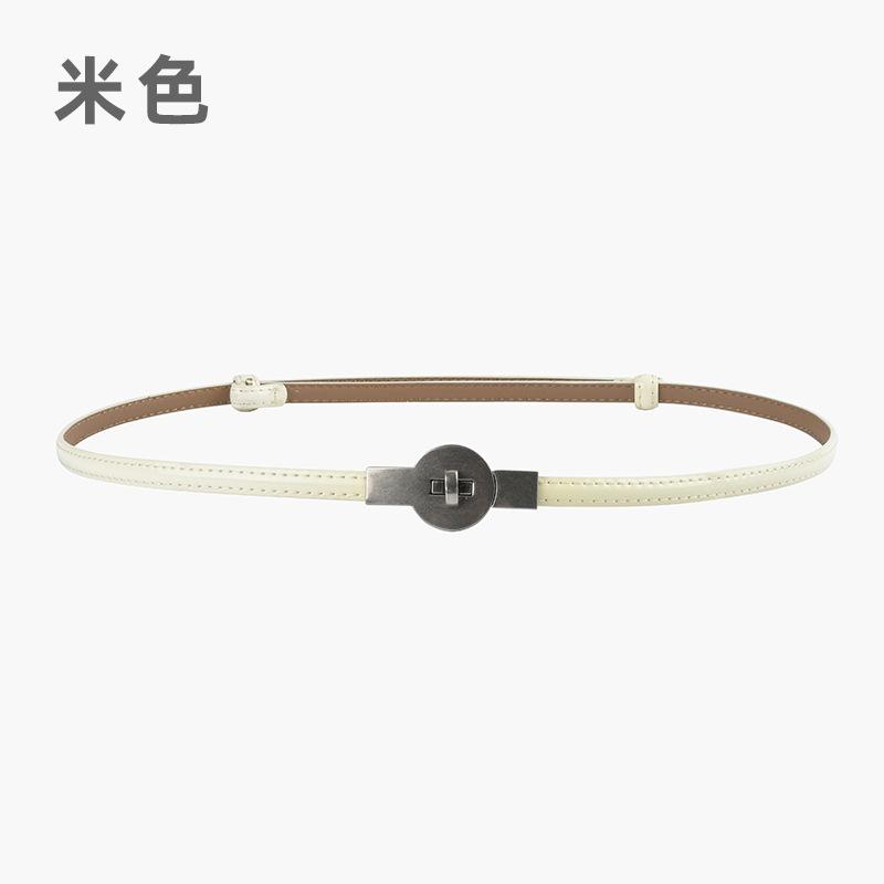 Retro Buckle Thin Belt Women With Dress Decoration Small Belt Waist Thin Lacquered Cowhide