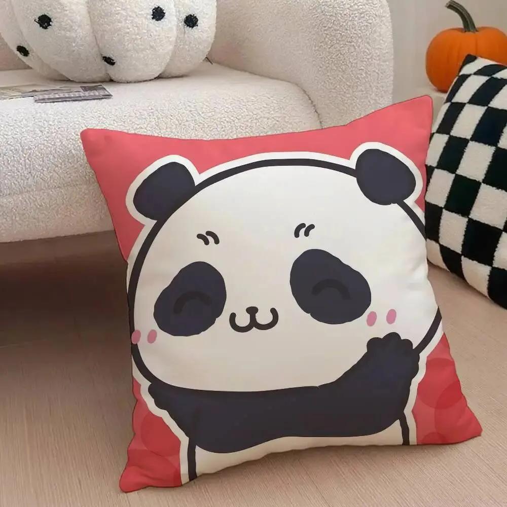 Panda Pillow Cover Polyester Printed Cute Cartoon Cushion Case Sofa Home Decor Xcm Bedroom Living Room Throw Pillowcase Gift