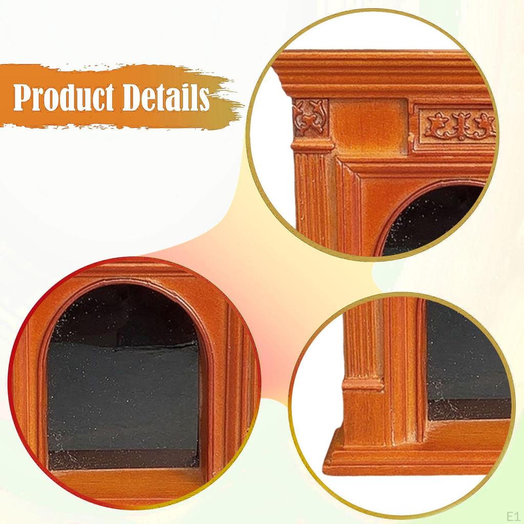 1:12 Dollhouse Furniture Fireplace Photo Prop Ornament Wooden Handcraft Decorative