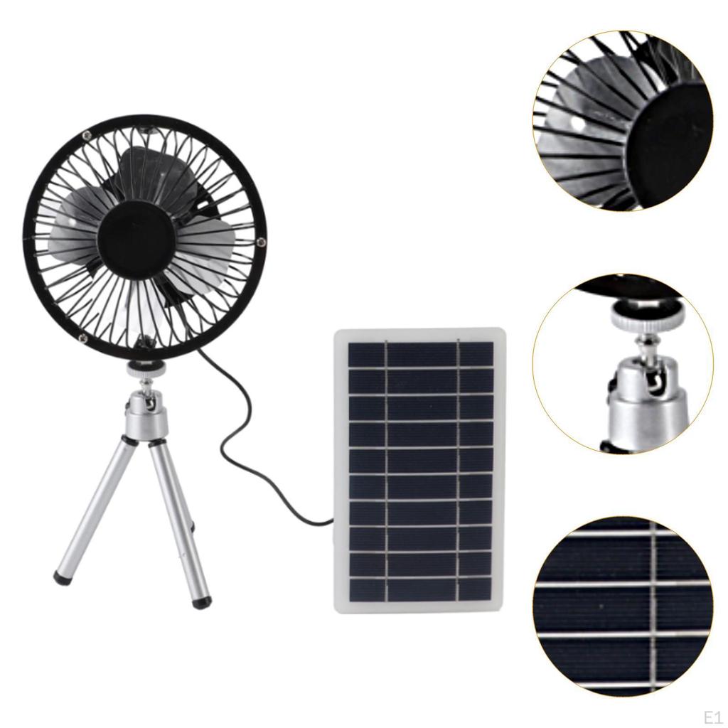 Solar Panel Fan Powered with Holder Stand 10W USB Ventilation Cooling for Camping