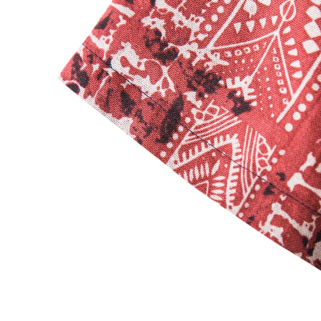Mens Linen Ethnic Short Sleeve Casual Printing Hawaiian Shirt Blouse T-shirt