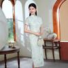Green Suzhou cheongsam 1011 new summer young girl Chinese modified temperament retro daily dress