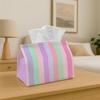 1pc Adorable Pastel Tissue Holder- Soft Polyester Napkin Organizer with Rainbow Stripes for Home, Kitchen, And Car Decoration| Versatile Tissue Dispen