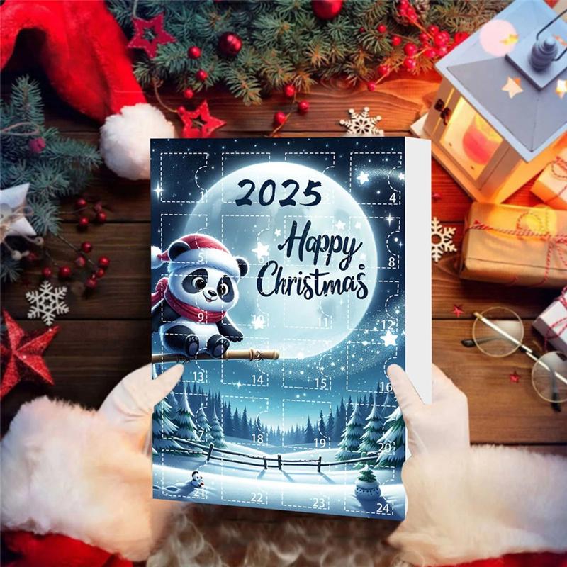 2025 Trend Panda With Santa Hat Christmas Advent Calendar Mini Acrylic Xmas Tree For Home Decorations D
