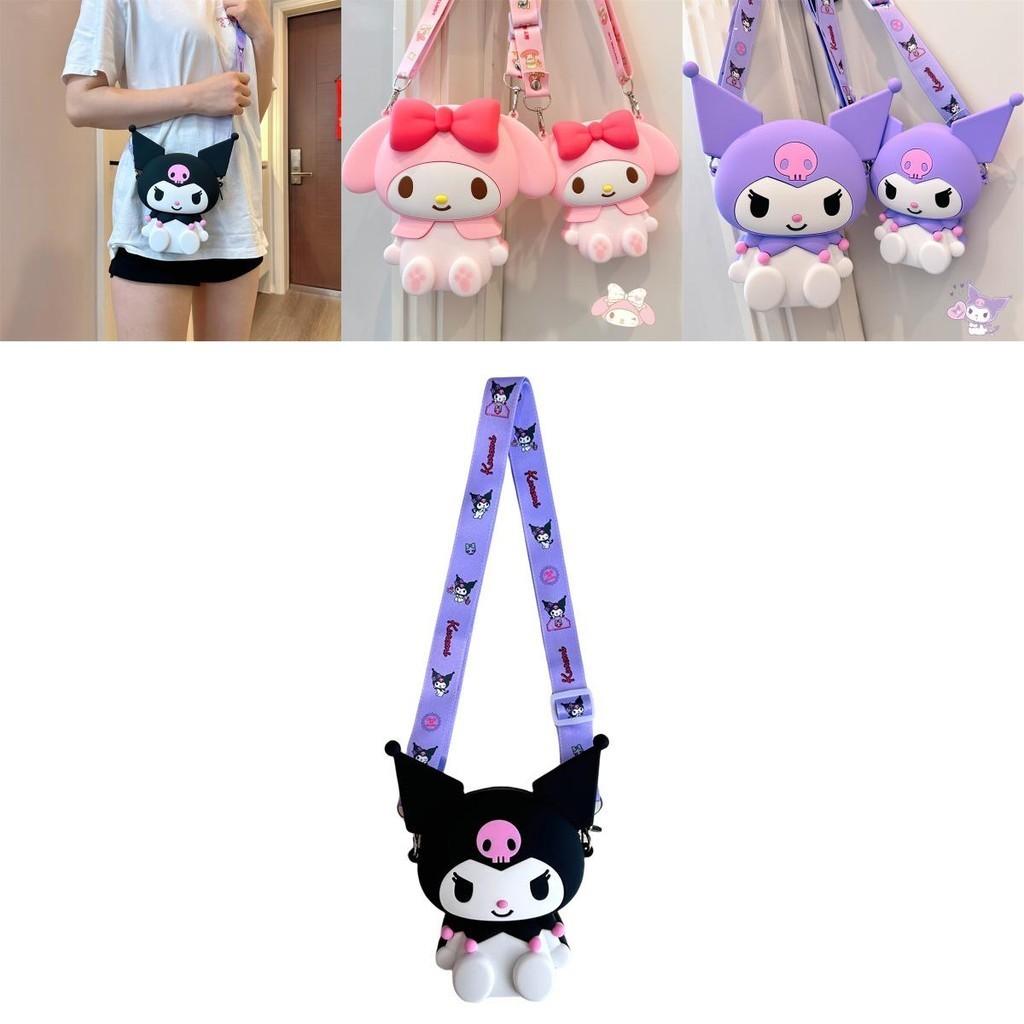 Q Uncle Autentica Borsa a Tracolla in Silicone 3D Jelly Kuromi Sanrio Piccola Dimensioni Carina e Adorabile Viola