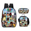 Luxus Neuheit Eigenartig Cool Toca Life World 3D Druck 3 Stück/Set Schüler Schultaschen Laptop Tagesrucksack Rucksack Lunchtasche Federmäppchen