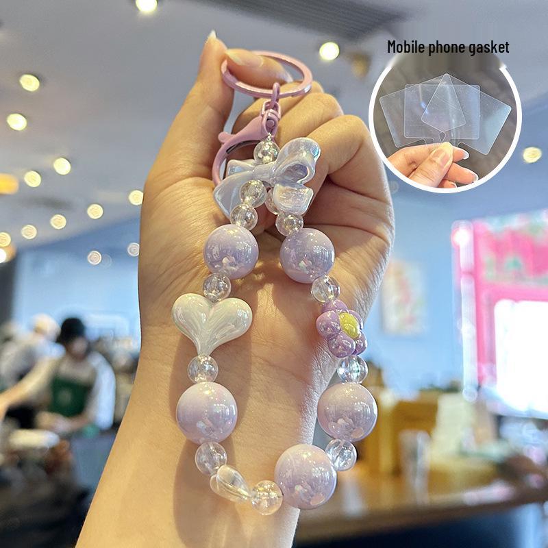 Charming Flower Bow Beaded Keychain & Heart Phone Charm