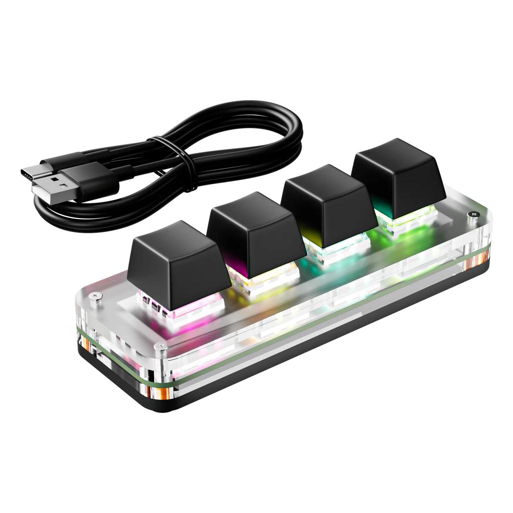 Mini Macro Mechanical Keyboard 4 Keys USB Wired RGB Gaming Custom Programming Portable Keypad Hot Swap Switch for Photoshop