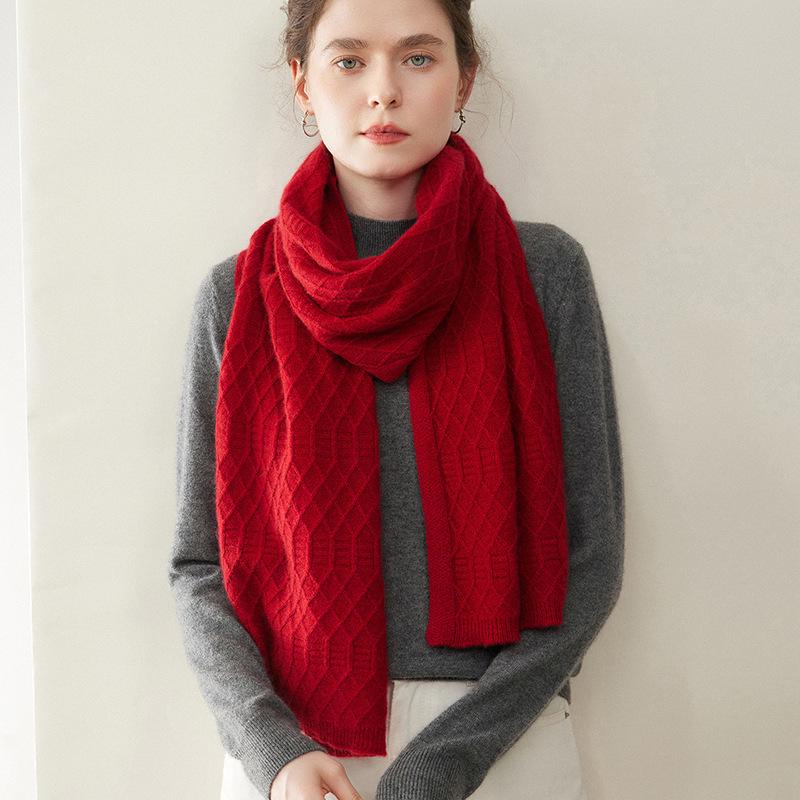 Women's 100% Pure Cashmere Scarf: Versatile, Warm, Solid Color for Autumn/Winter